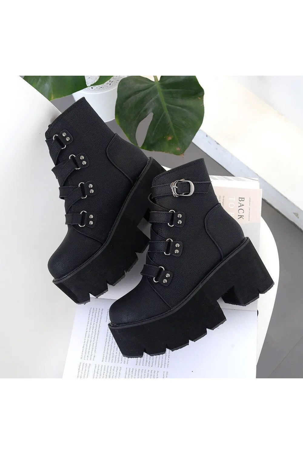 Alt Black Gothic Chunky Boots Shoptery