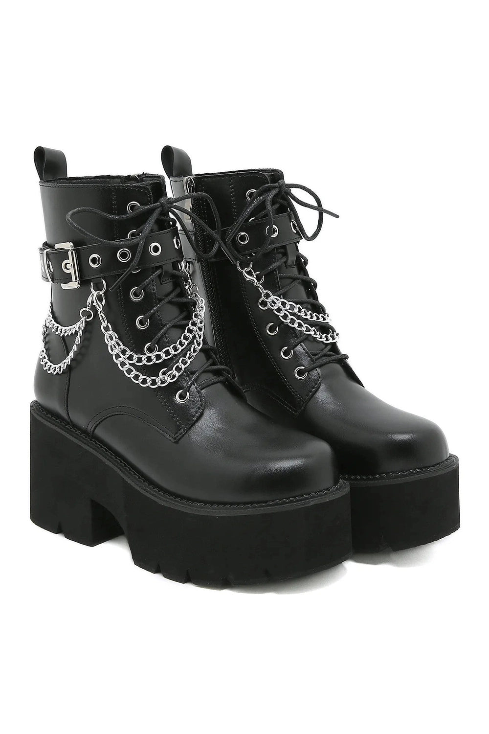 Black Gothic Platform Combat Boots -