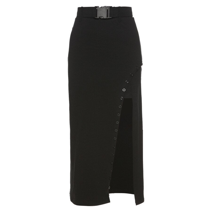 Black Grunge Hollow Out Skirt - Skirts