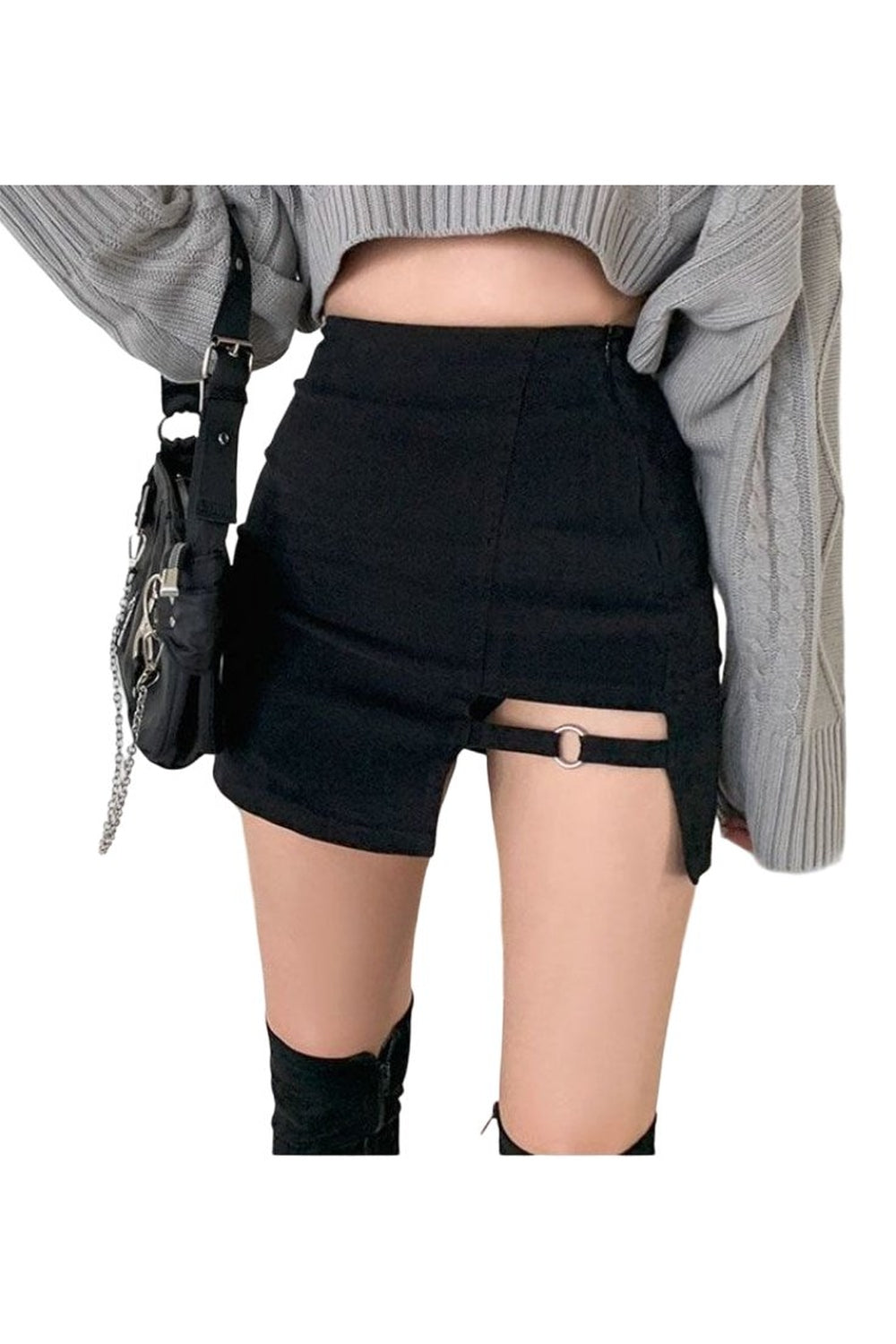 Black Mini Gothic High Waist Skirt - Skirts