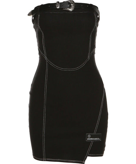 Black Mysterious Elegant Bodycon Dress - Dresses