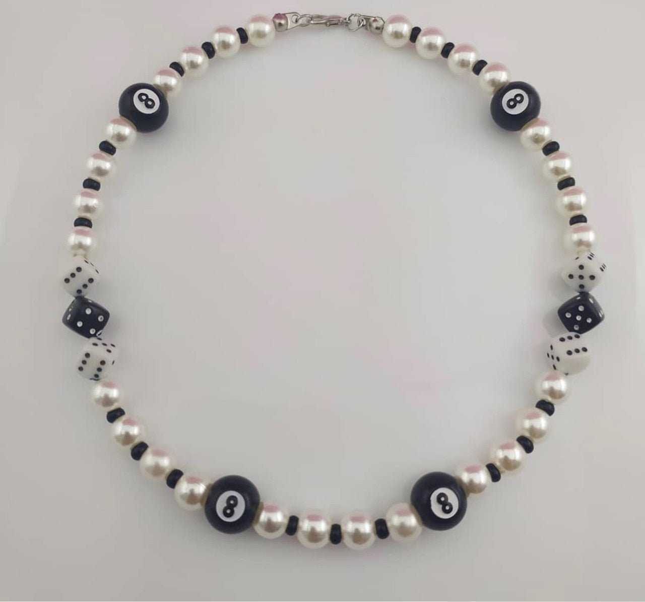 Black Number 8 Beads Necklace -