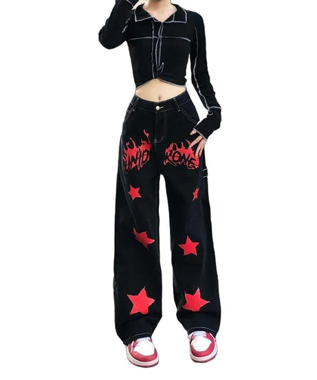 Black Red Star Jeans - Jeans