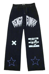 Alt Black Star Print High Waist Jeans Black Shoptery