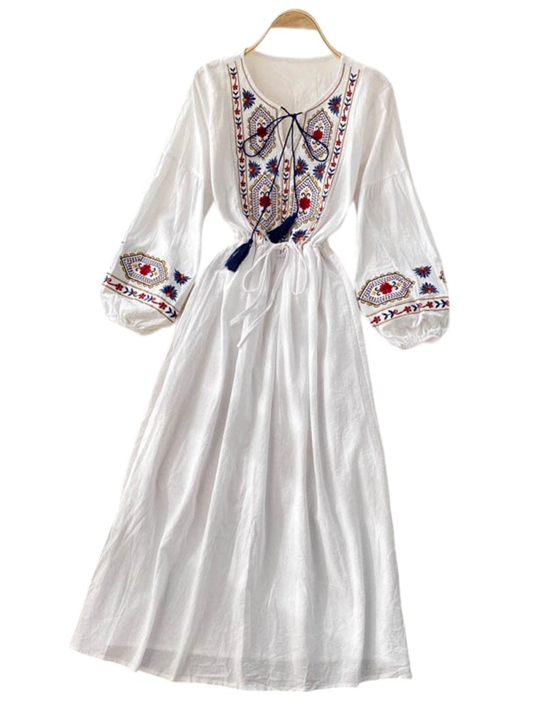 Boho embroidered long dress - Dresses