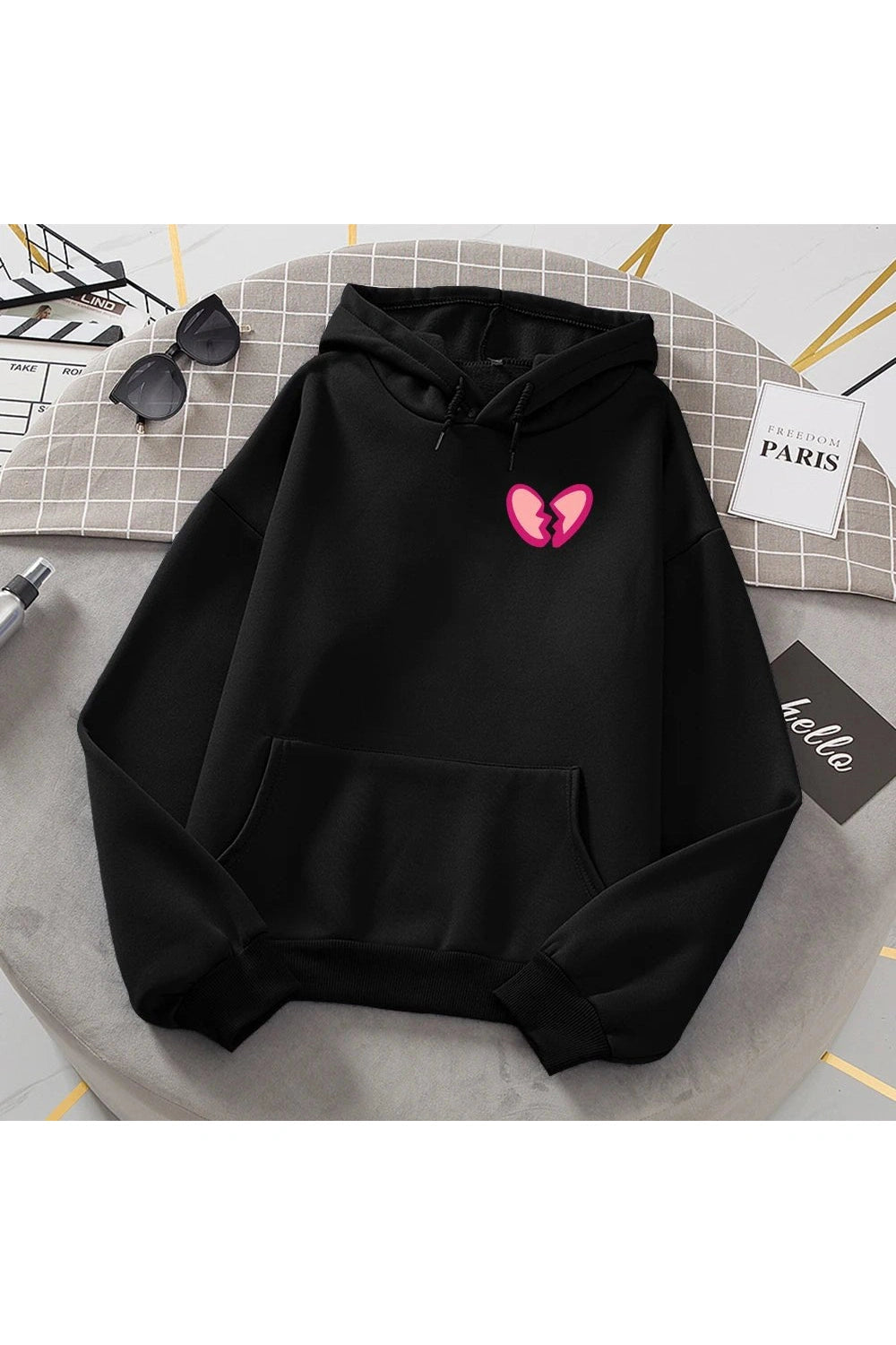 Broken Heart Print Women's Warm Hoodie -