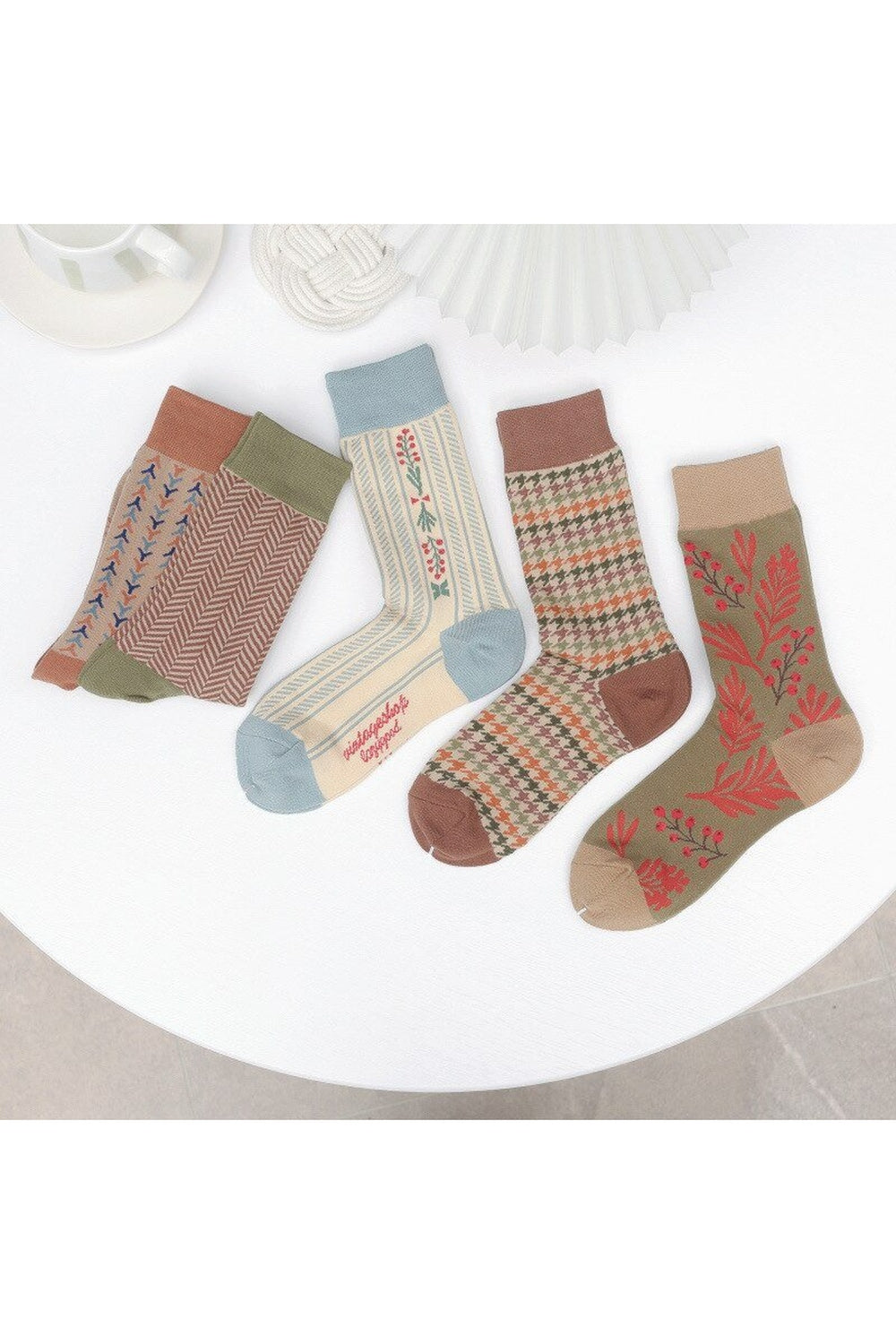 Brown Retro Cotton Socks - Socks