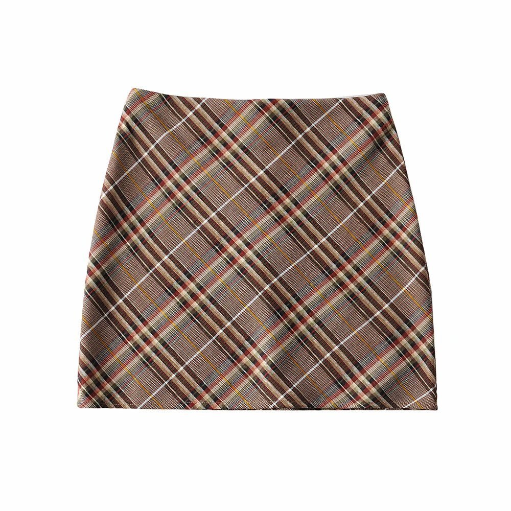 Brown Tartan Skirt - Skirts