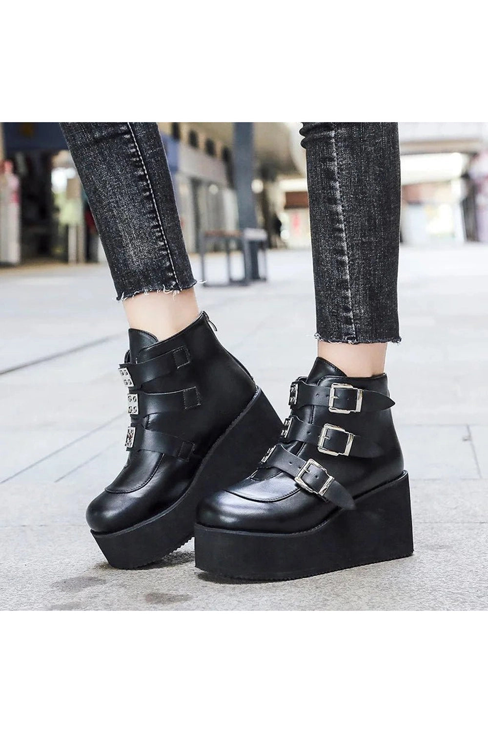 Buckle Ankle Goth Boots Shoptery