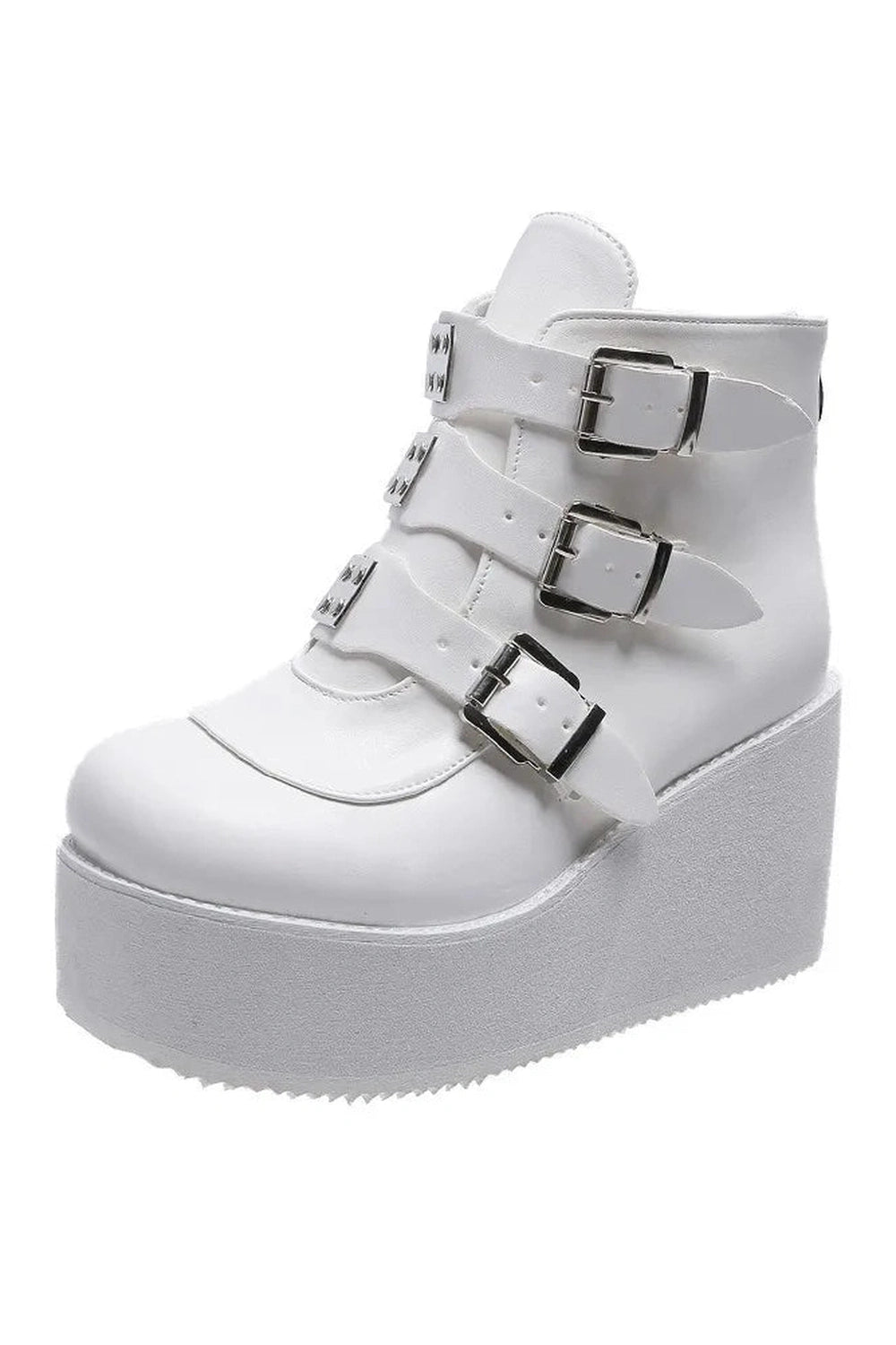 Buckle Ankle Goth Boots WHITE Shoptery