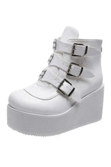 Buckle Ankle Goth Boots WHITE Shoptery