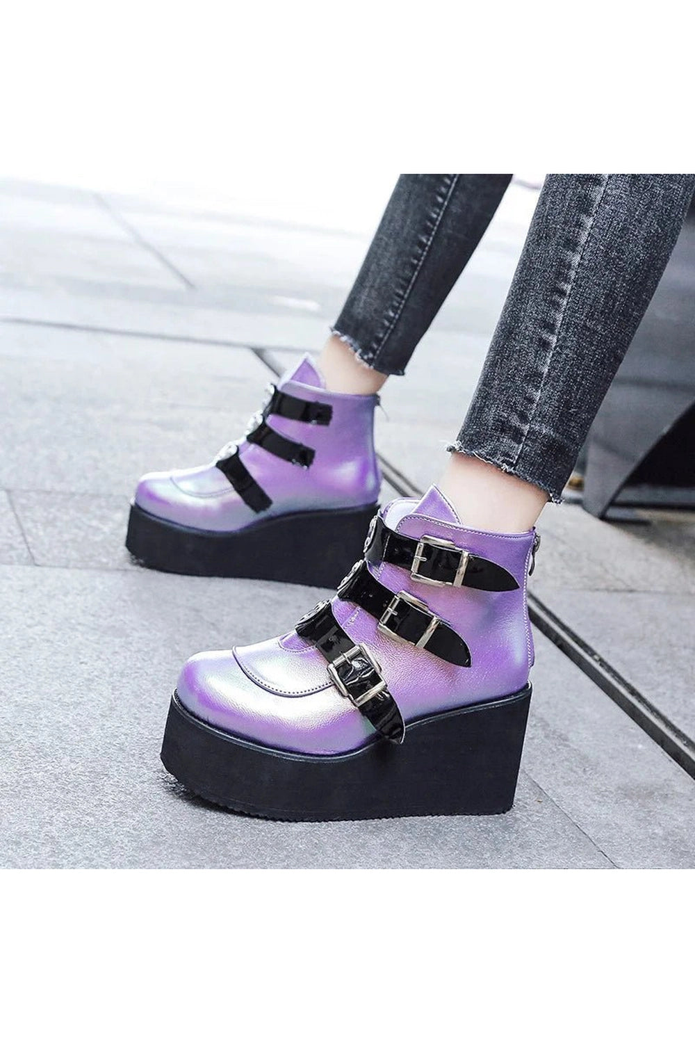Buckle Ankle Goth Boots Shoptery