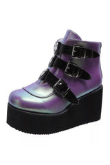 Buckle Ankle Goth Boots PURPLE Shoptery