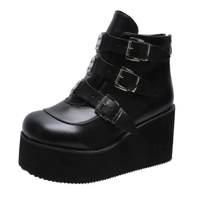 Buckle Ankle Goth Boots -