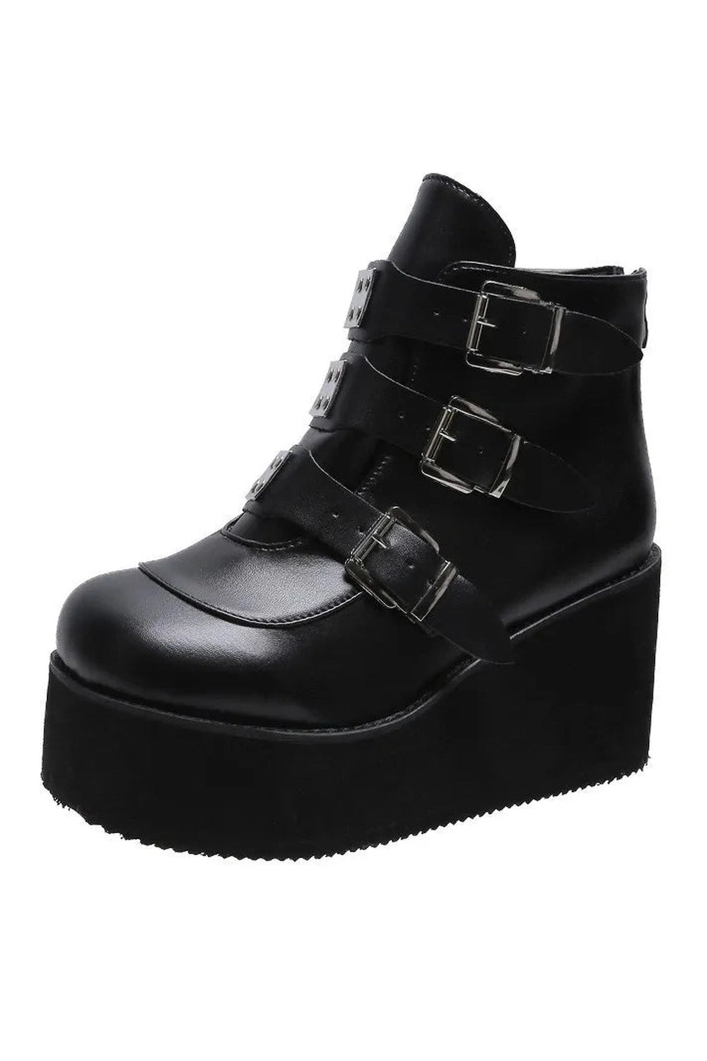Buckle Ankle Goth Boots black Shoptery