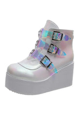 Buckle Ankle Goth Boots Pink Shoptery