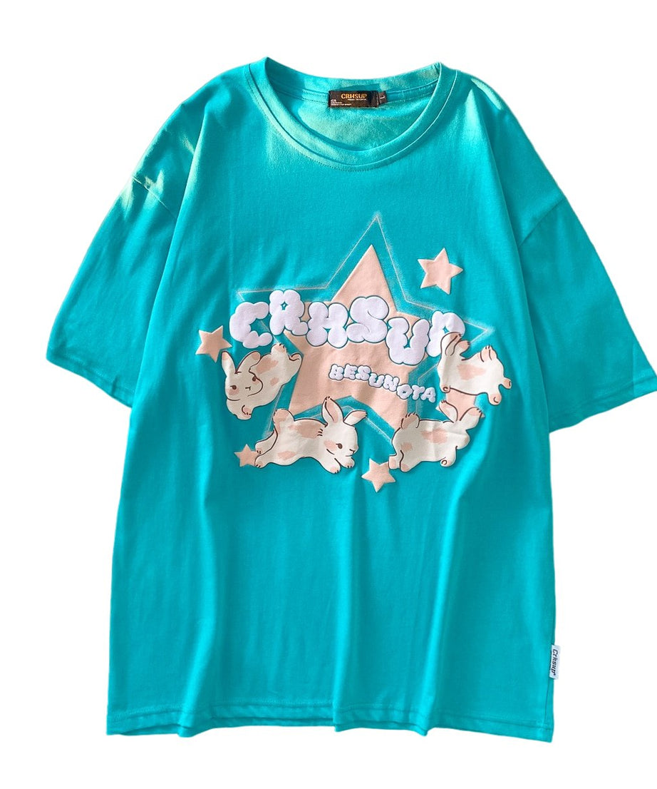 Bunny Print Short Sleeve T-shirt - T-shirts