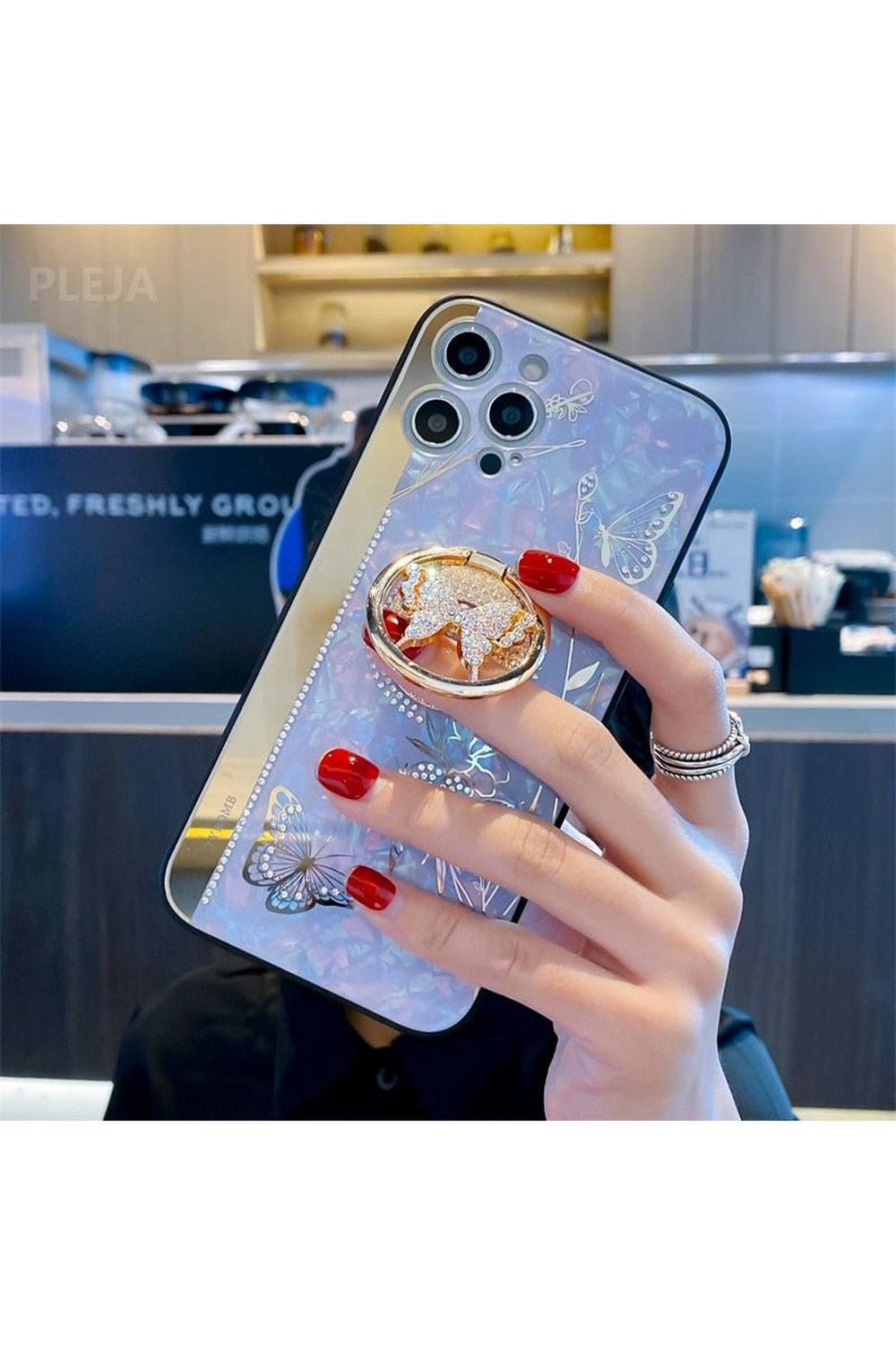Butterfly Ring Stand Holder Case For iPhone Shoptery