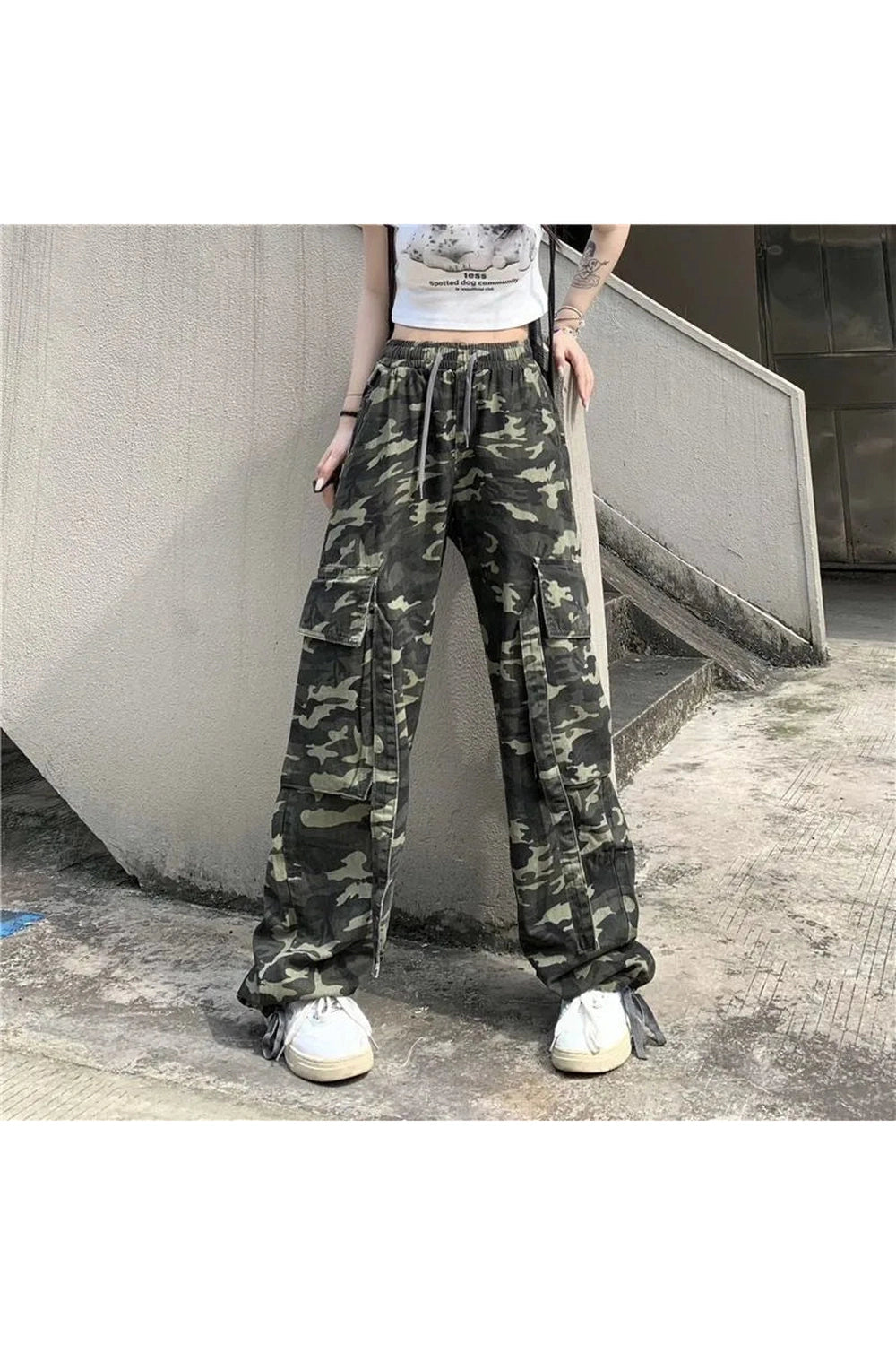 Y2k Camouflage High Waist Drawstring Pants Shoptery