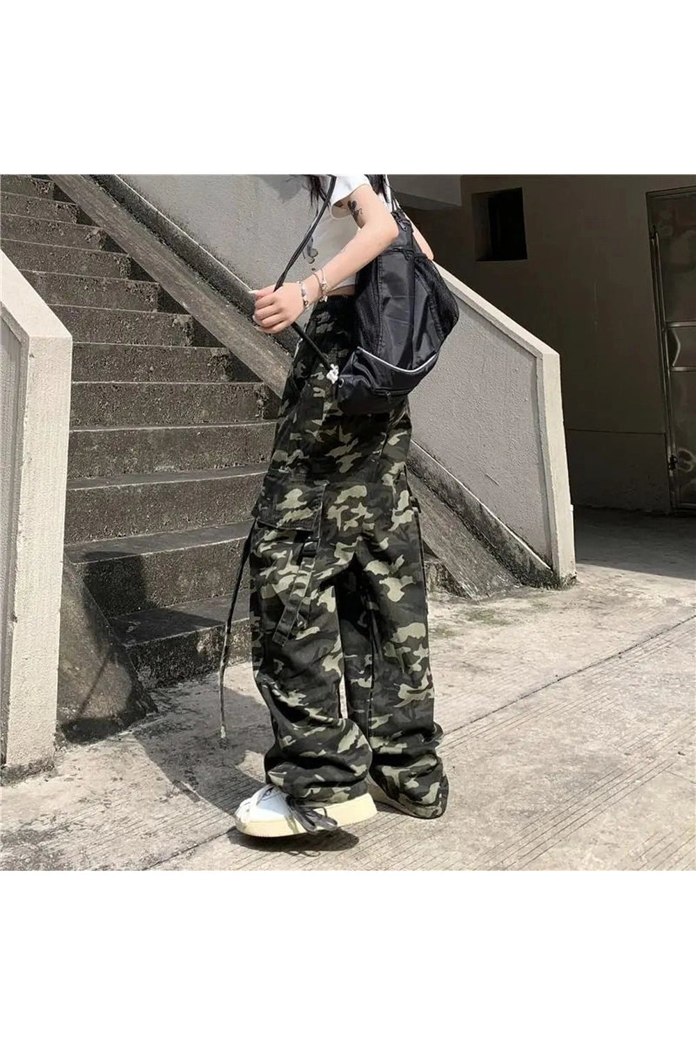 Y2k Camouflage High Waist Drawstring Pants Shoptery