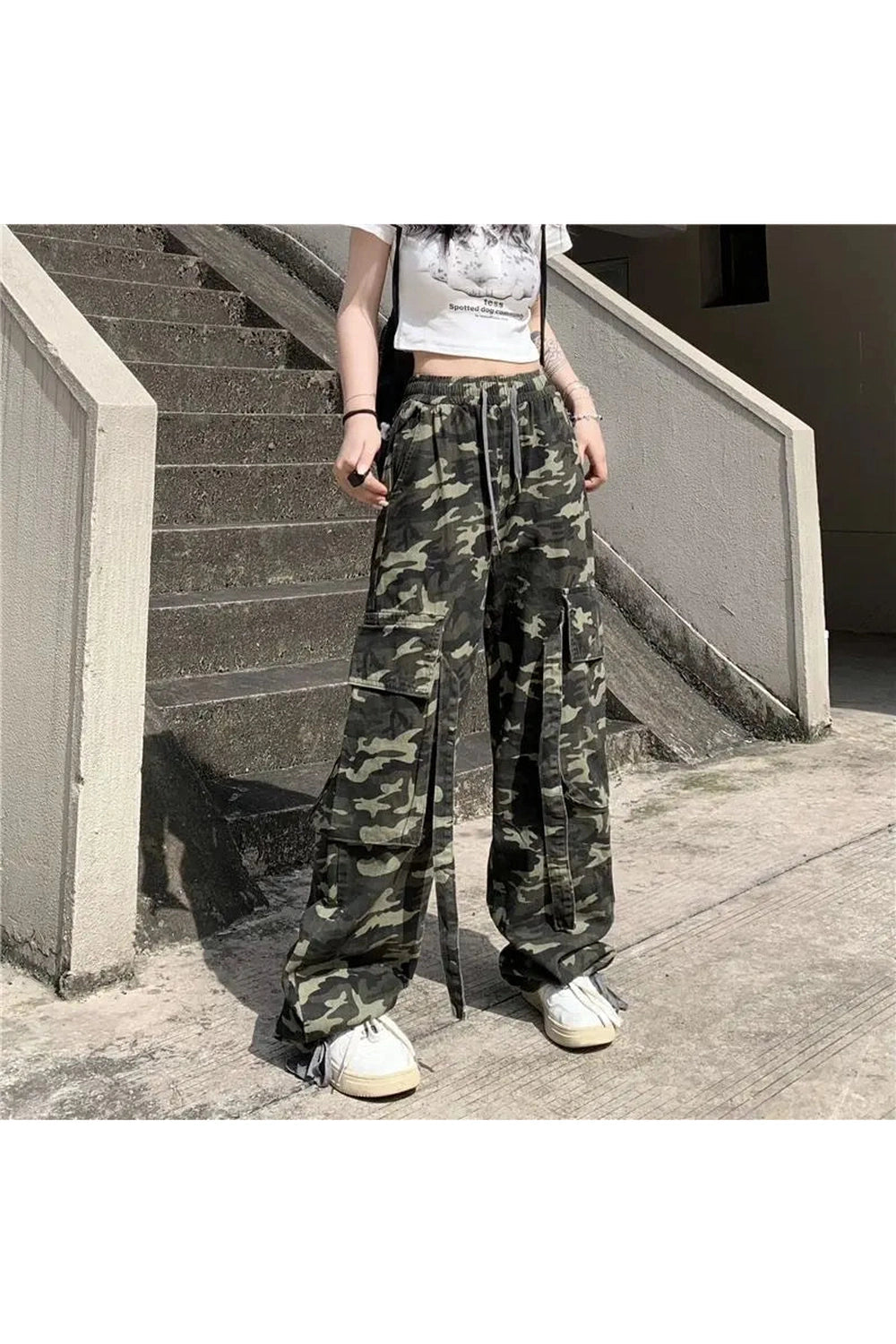 Y2k Camouflage High Waist Drawstring Pants Shoptery