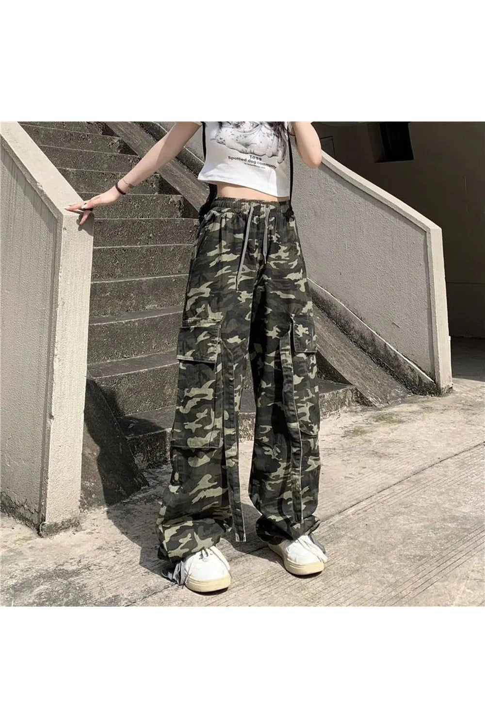 Y2k Camouflage High Waist Drawstring Pants Shoptery