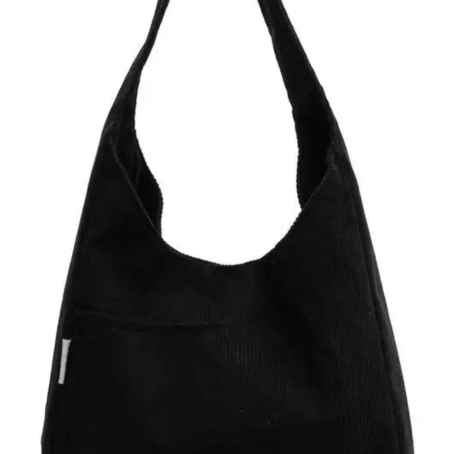 Aesthetic Canvas Corduroy Large Handbag Black Shoptery