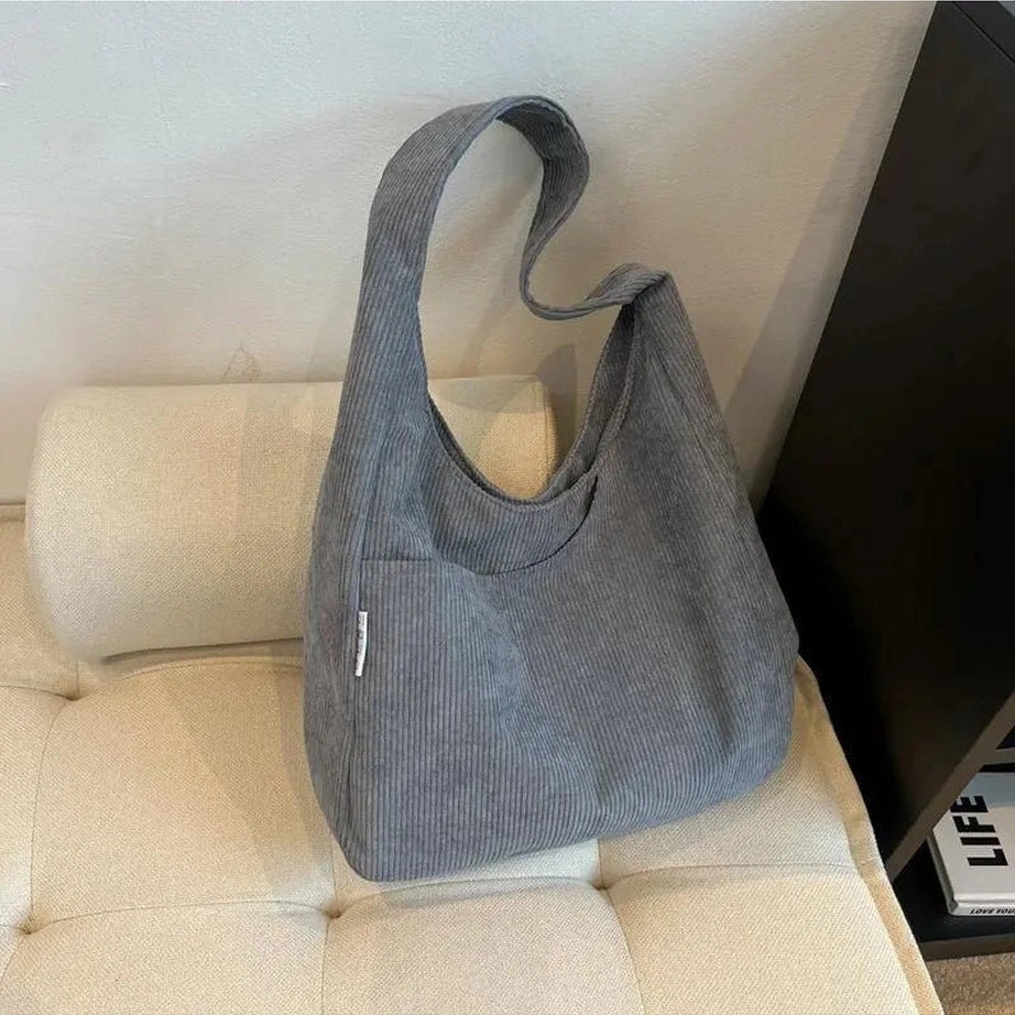 Aesthetic Canvas Corduroy Large Handbag Shoptery