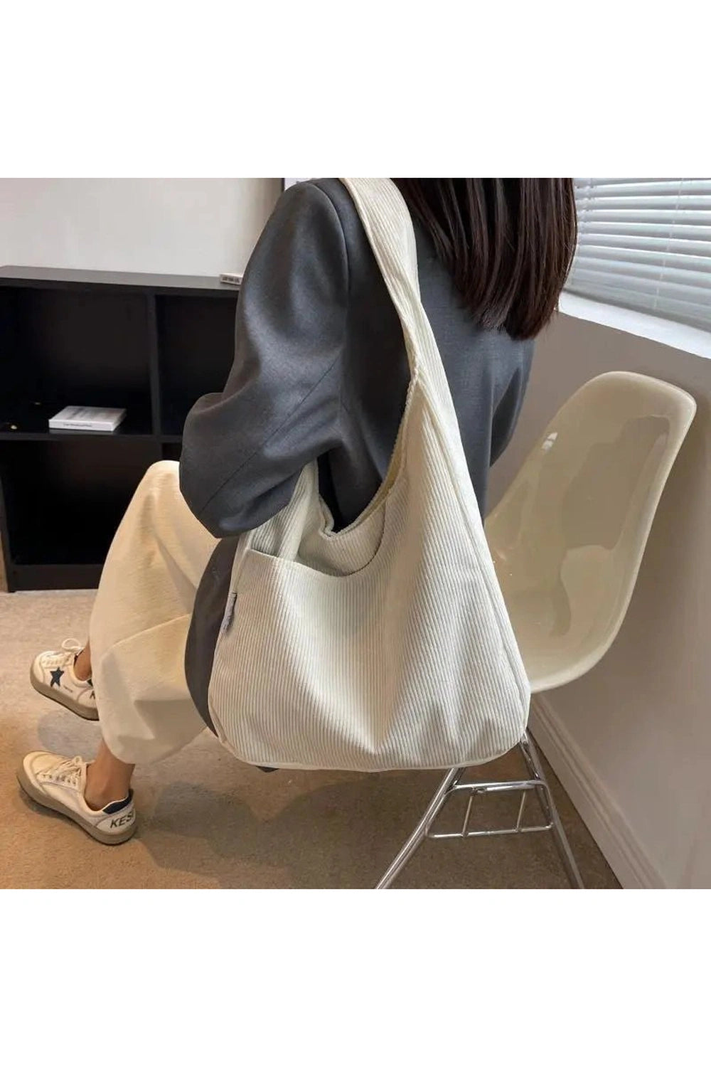 Aesthetic Canvas Corduroy Large Handbag Shoptery