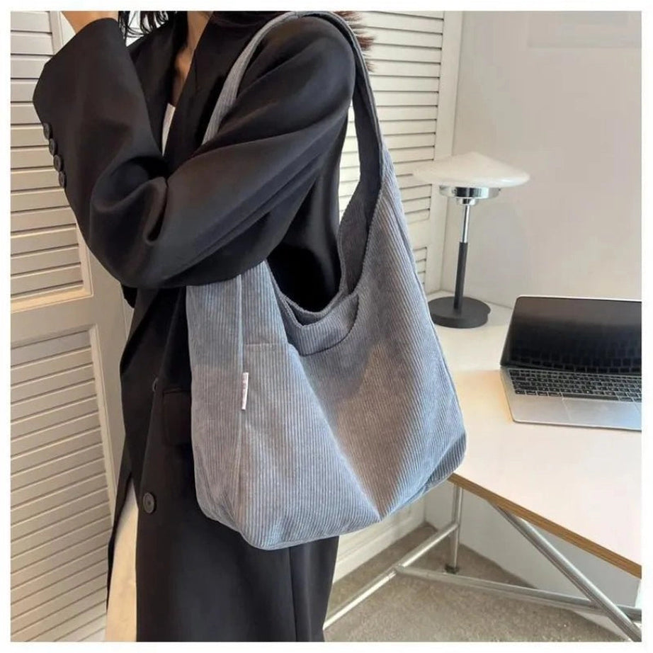 Aesthetic Canvas Corduroy Large Handbag Shoptery