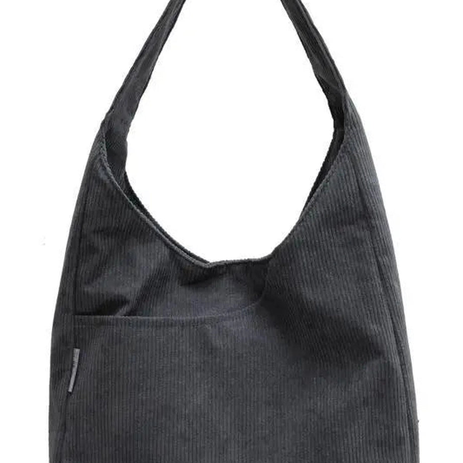 Aesthetic Canvas Corduroy Large Handbag Gray Shoptery