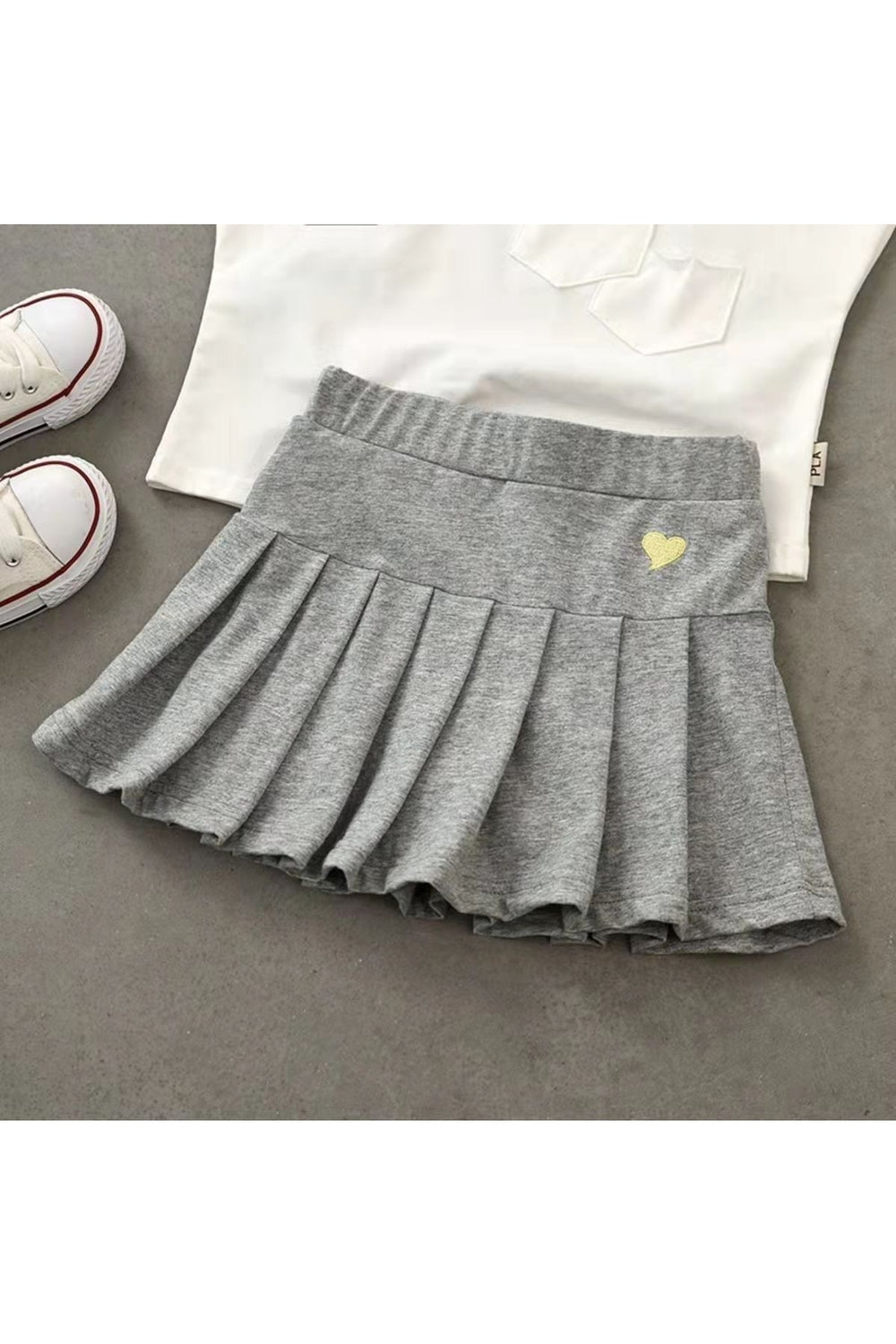 Casual Pleated Mini Skirt Gray Shoptery