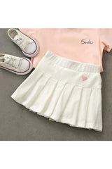 Casual Pleated Mini Skirt White Shoptery