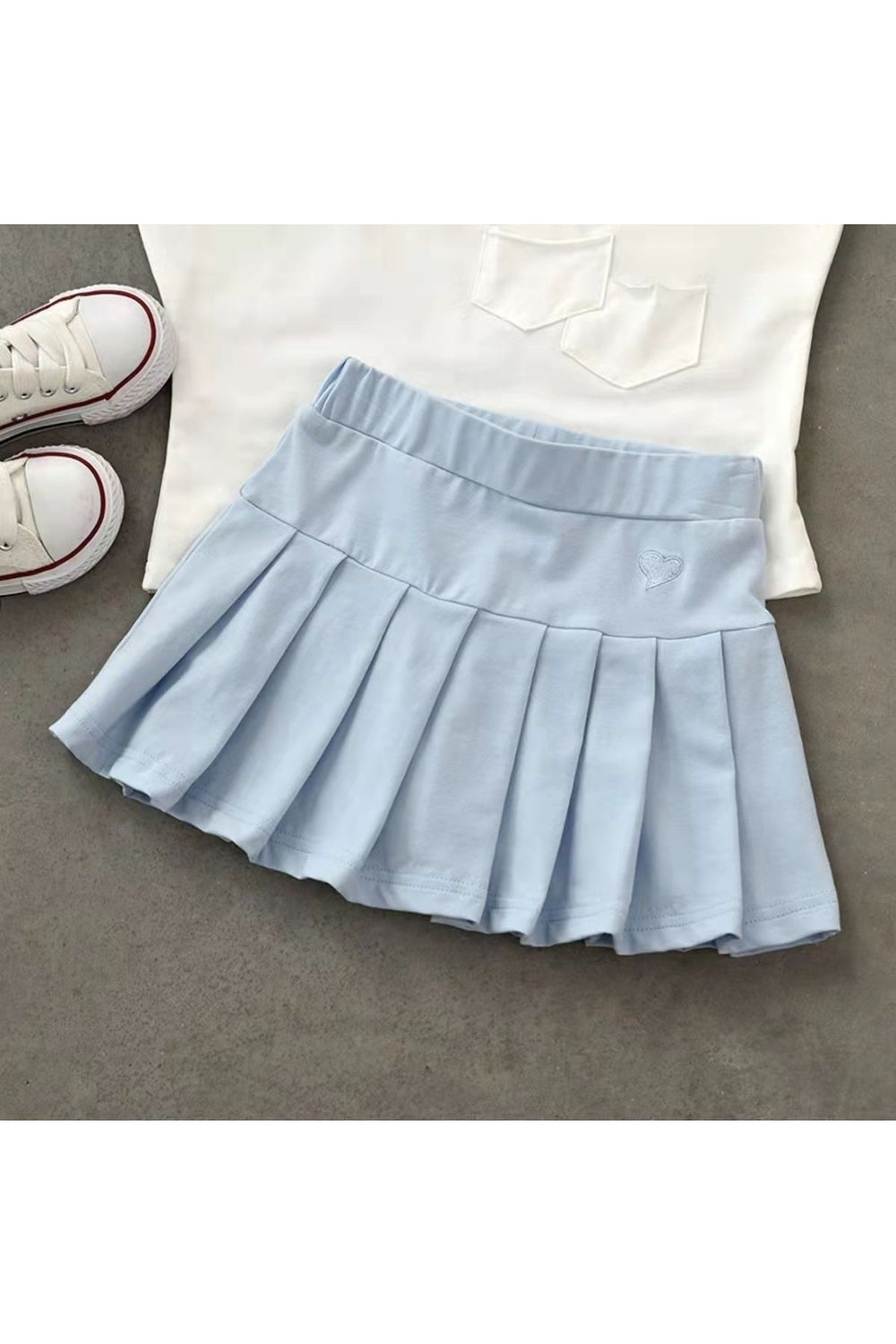 Casual Pleated Mini Skirt Blue Shoptery