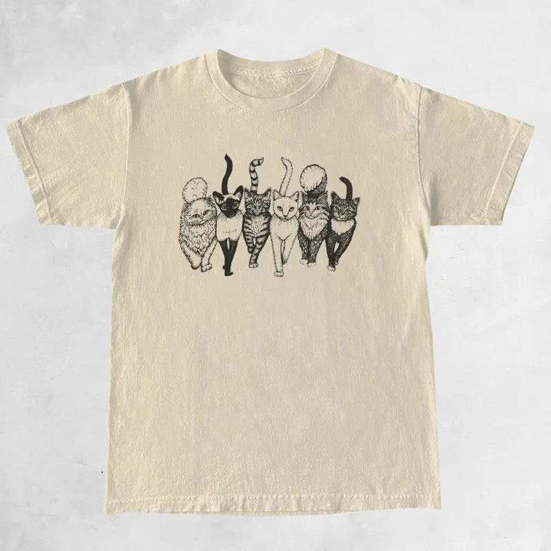 Cat Gang Graphic Women's Cotton T-Shirt -