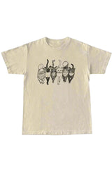 Aesthetic Cat Gang Graphic T-Shirt Khaki Shoptery