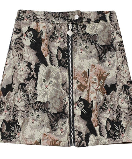 Cat Pattern Skirt - Skirts