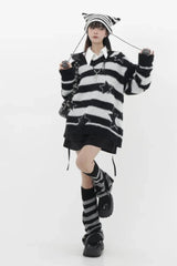Fall Celestial Stripe Oversized Sweater Shoptery