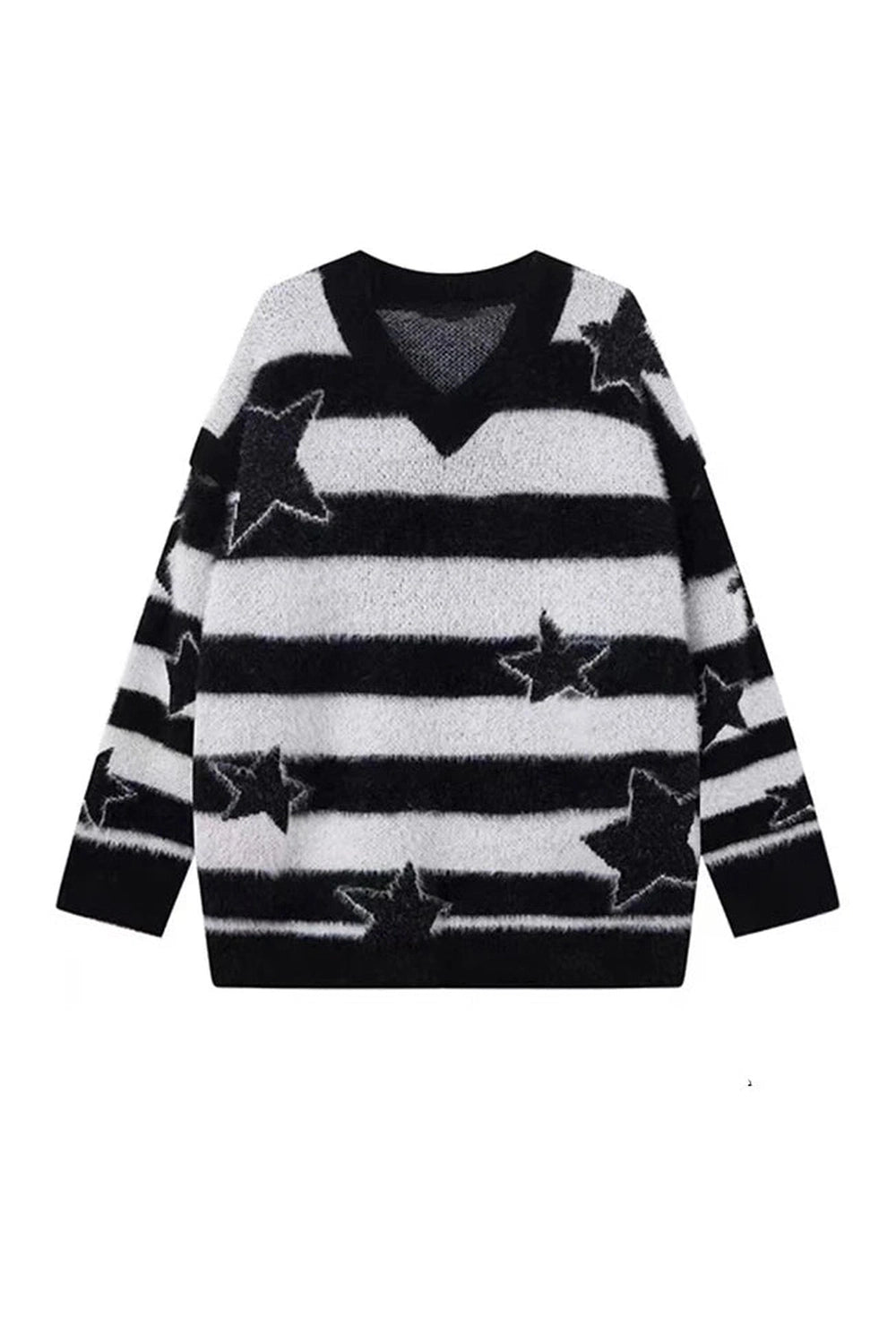 Fall Celestial Stripe Oversized Sweater White Shoptery