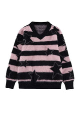 Fall Celestial Stripe Oversized Sweater Pink Shoptery