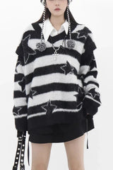 Fall Celestial Stripe Oversized Sweater Shoptery