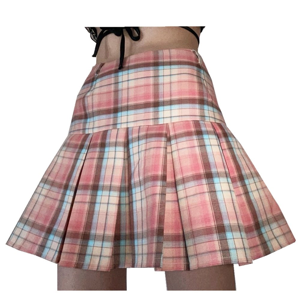 Checkerboard Pastel Mini Skirt - Skirts