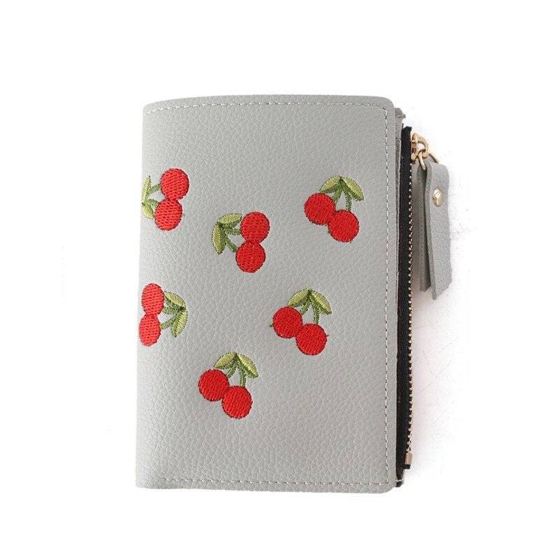 Cherry Embroidered Wallet - Wallets