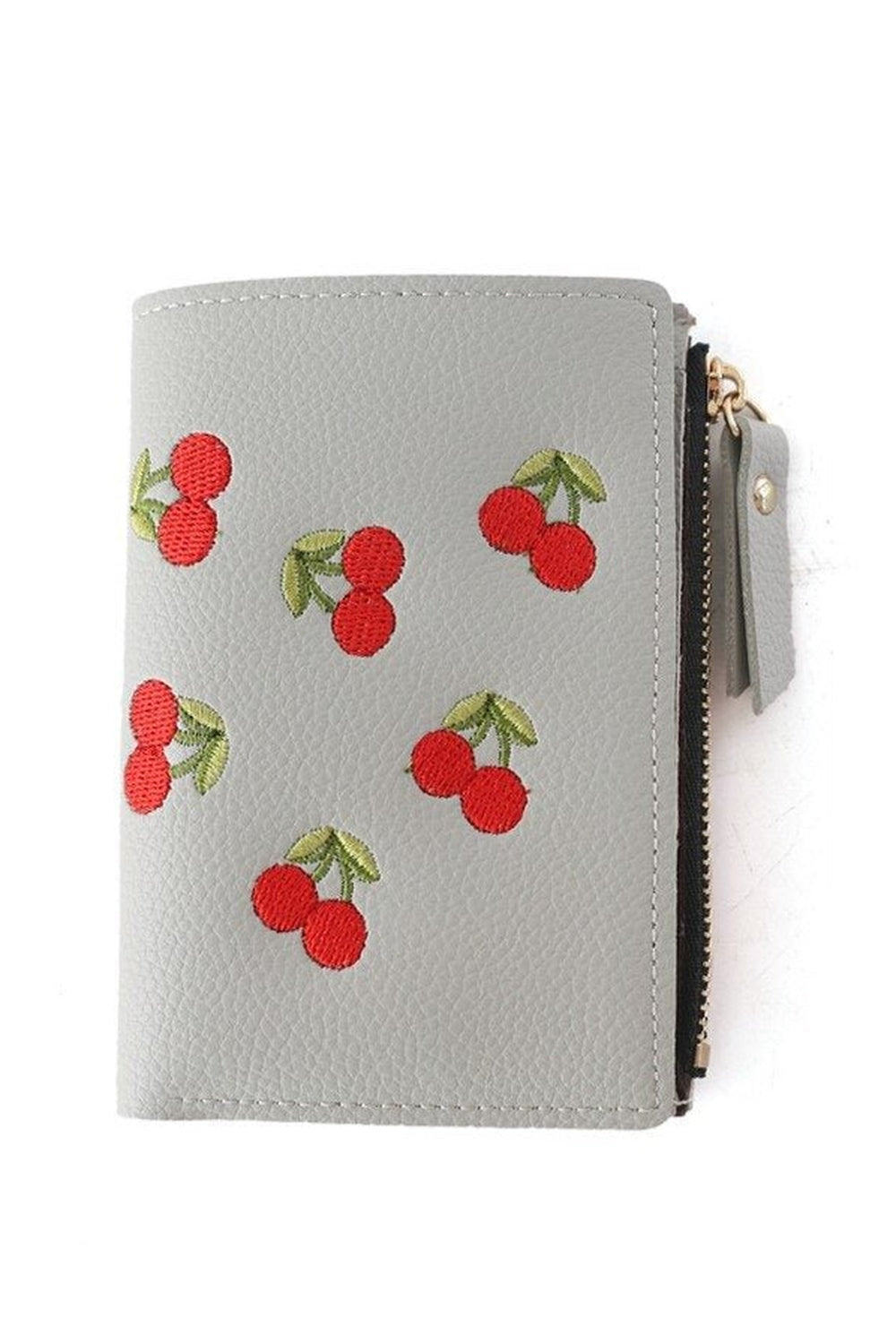 Cherry Embroidered Wallet - Wallets