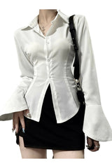 Coquette Chiffon Bandage Collar Blouse White Shoptery