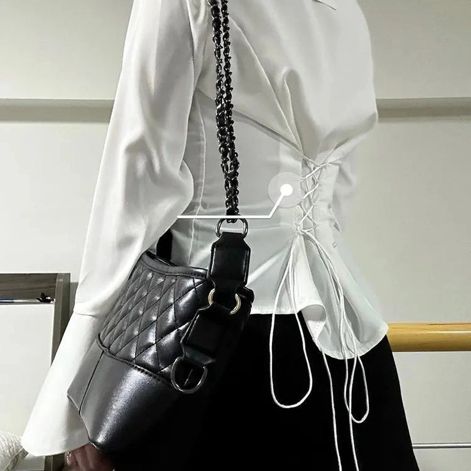 Coquette Chiffon Bandage Collar Blouse Shoptery