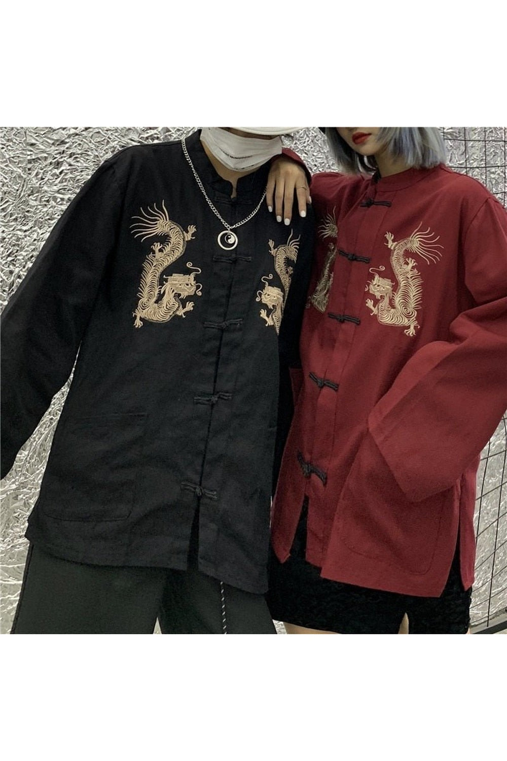 Chinese Dragon Embroidery Shirt - Shirts