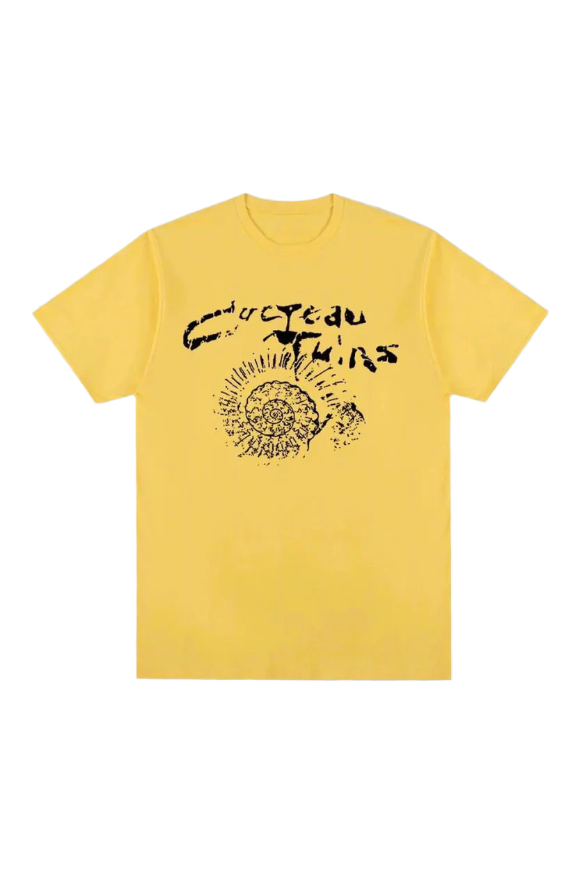Aesthetic Cocteau Twins Cotton Graphic T-shirt Yellow Shoptery