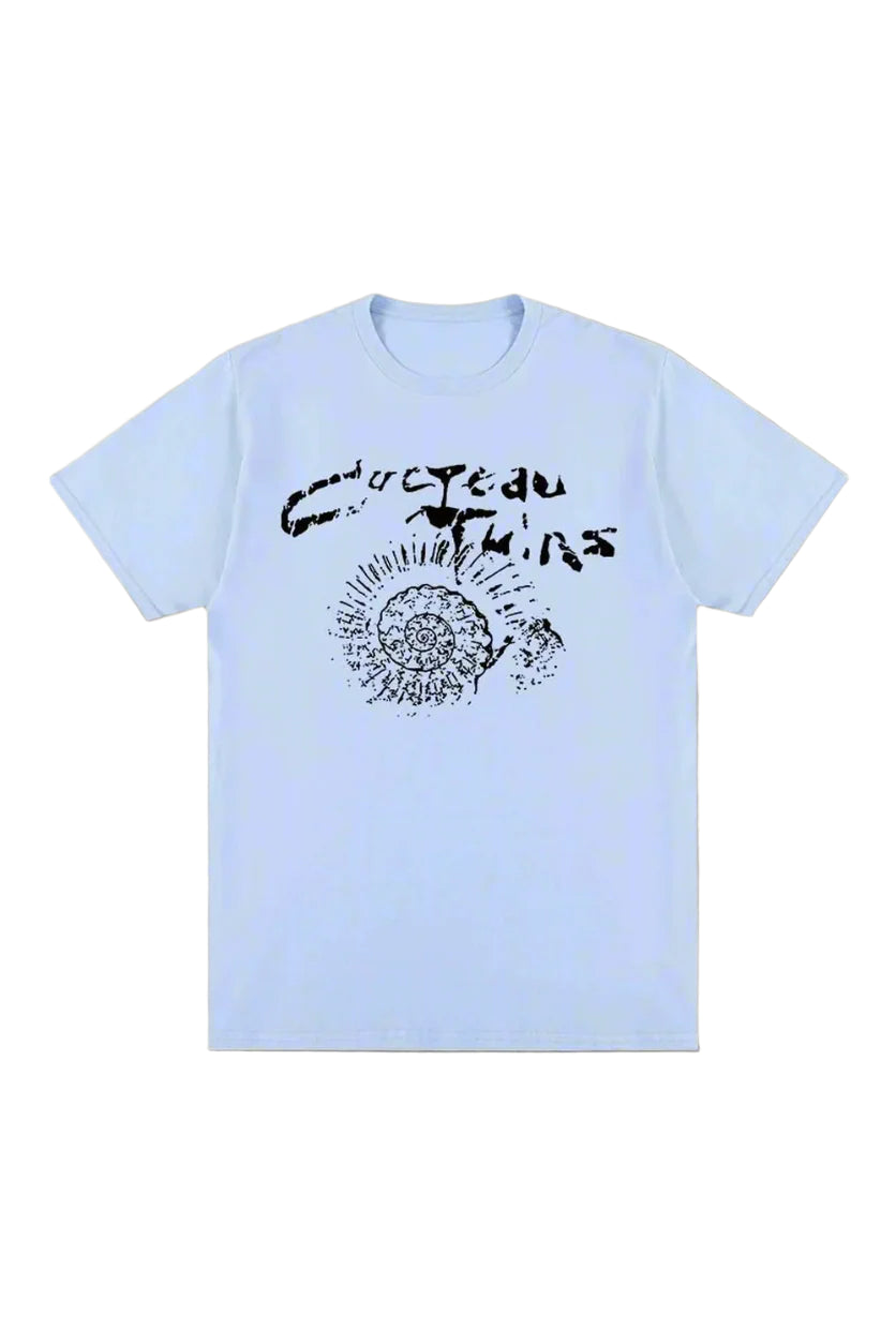 Aesthetic Cocteau Twins Cotton Graphic T-shirt Sky Blue Shoptery