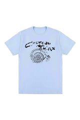 Aesthetic Cocteau Twins Cotton Graphic T-shirt Sky Blue Shoptery